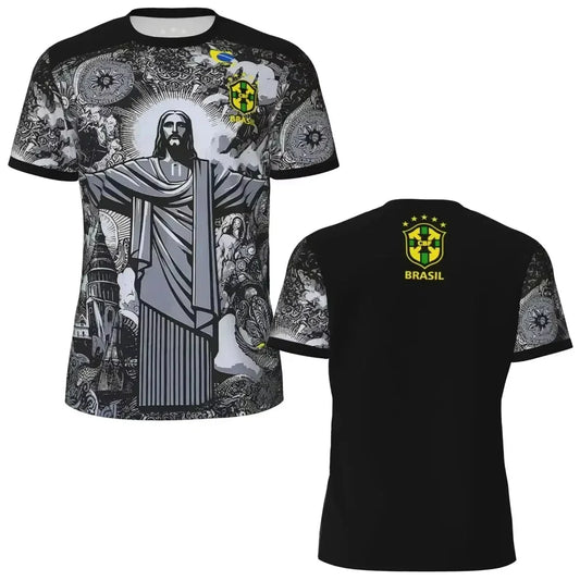 FaithFit Cross Performance Jersey – Black/Grey Brazil Edition